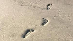stappen in het strand